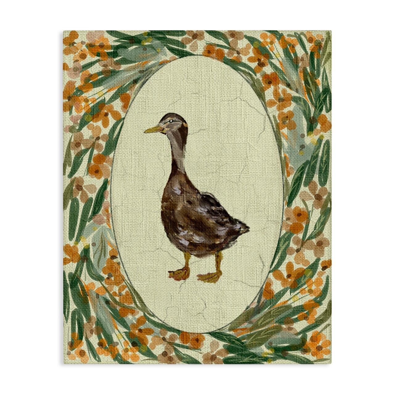 Stupell Industries Traditional Floral Duck Portrait Canvas, design by Yen